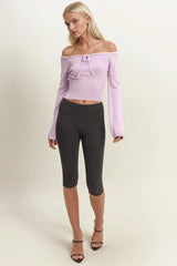 Off-The-Shoulder Tie-Front Sweater Top