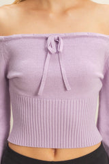 Off-The-Shoulder Tie-Front Sweater Top