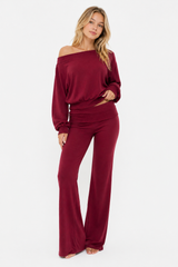 Off-The-Shoulder Top & Flare Pants Set