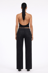 Low Rise Wide Leg Denim With Studs