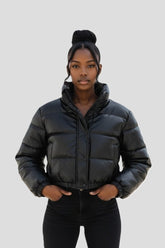 Faux Leather Puffer Jacket