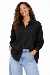 Long Sleeve Oversized Poplin Top