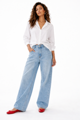 Long Sleeve Oversized Poplin Top