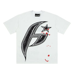 Hellstar Streamline H Star Red Splatter White Tee