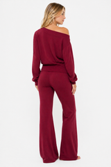 Off-The-Shoulder Top & Flare Pants Set