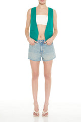 Open-Front Pointed-Hem Vest