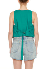 Open-Front Pointed-Hem Vest