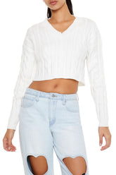 Cropped Cable Knit Sweater
