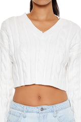Cropped Cable Knit Sweater