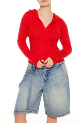 Hooded Cable Knit Sweater