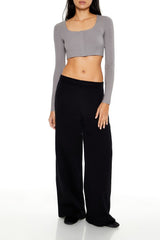 Square-Neck Cropped Henley Tee