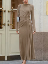 Elegant Dress欧美女士极简风连衣裙时尚圆领长袖不对称优雅长裙