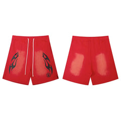 Hellstar Tribal Flame Gradient Shorts red