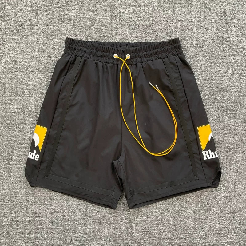 RHUDE Marlboro shorts, trendy high street sports and casual loose beach pants, kanye cropped pants for men and women (64)