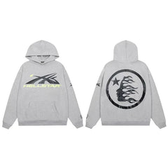 Hellstar Spiked Logo & Circular Face Hoodie grey