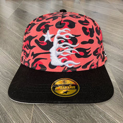 Hellstar Flame Side Profile Graphic Snapback Hat - Pink/Black