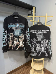 Hellstar Angel Basketball Graphic Long Sleeve Tee - Black