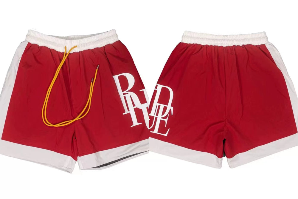 RHUDE Marlboro shorts, trendy high street sports and casual loose beach pants, kanye cropped pants for men and women (77)