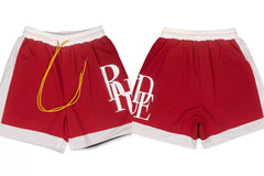 RHUDE Marlboro shorts, trendy high street sports and casual loose beach pants, kanye cropped pants for men and women (77)
