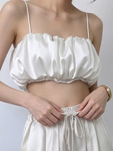 Sexy Tops欧美女士上衣性感泡泡短款抹胸吊带设计感春夏度假百搭