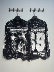 Hellstar Skull Number 69 Graphic Long Sleeve Tee - Washed Black