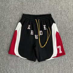 RHUDE Marlboro shorts, trendy high street sports and casual loose beach pants, kanye cropped pants for men and women (66)