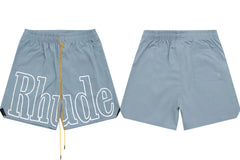 RHUDE Marlboro shorts, trendy high street sports and casual loose beach pants, kanye cropped pants for men and women (61)