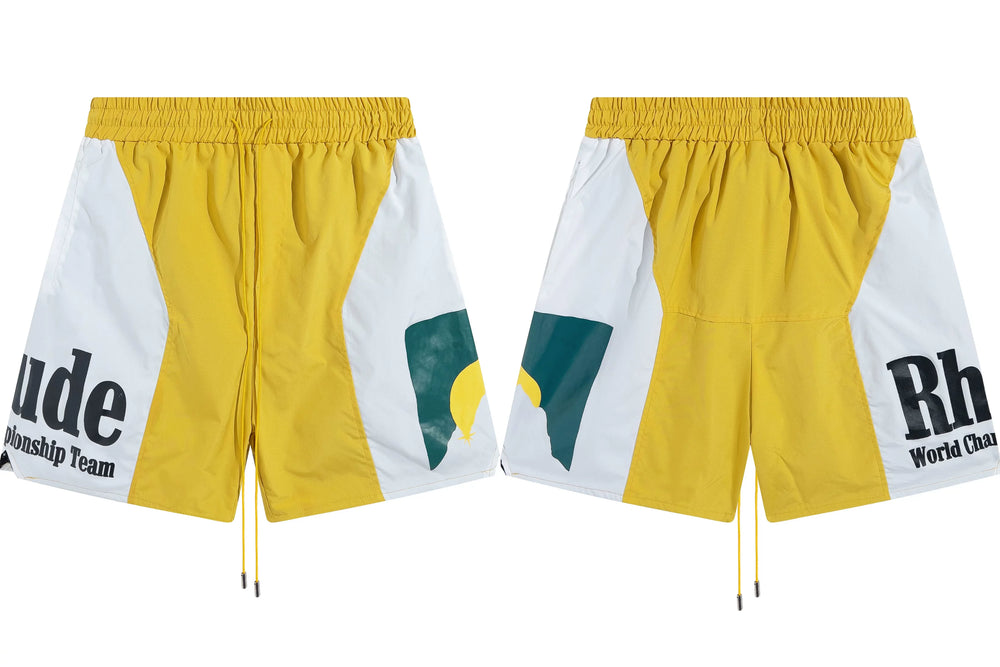 RHUDE Marlboro shorts, trendy high street sports and casual loose beach pants, kanye cropped pants for men and women (82)
