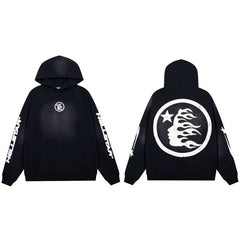 Hellstar Circular Flame Face Hoodie black