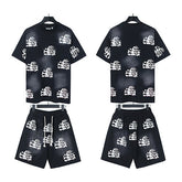 Hellstar All-Over Skull Flame Print Tee & Shorts Set