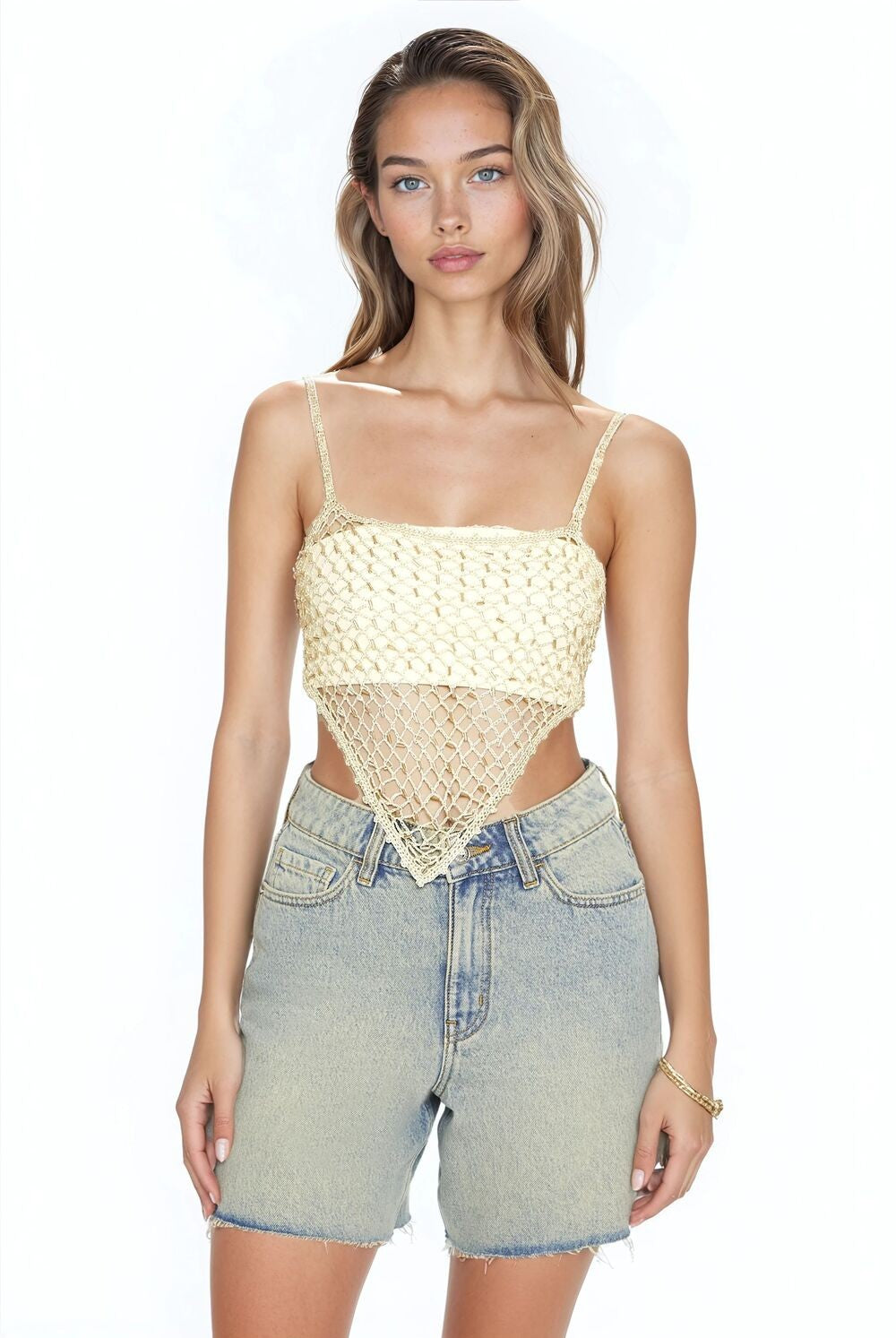 Sequin Sweater-Knit V-Hem Cami