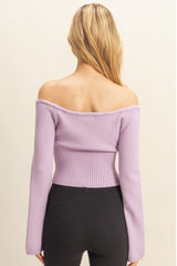 Off-The-Shoulder Tie-Front Sweater Top