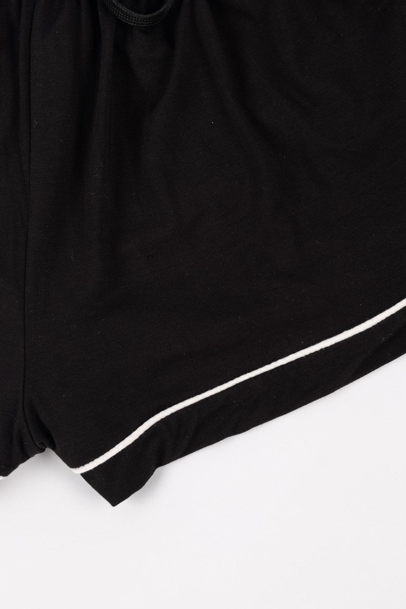 Piped-Trim Top & Shorts Pajama Set