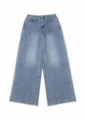 Wide-Leg Rhinestone Jeans