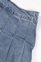 Pleated Denim Mini Skirt
