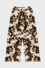 Cow Print Rhinestone Wide-Leg Jeans