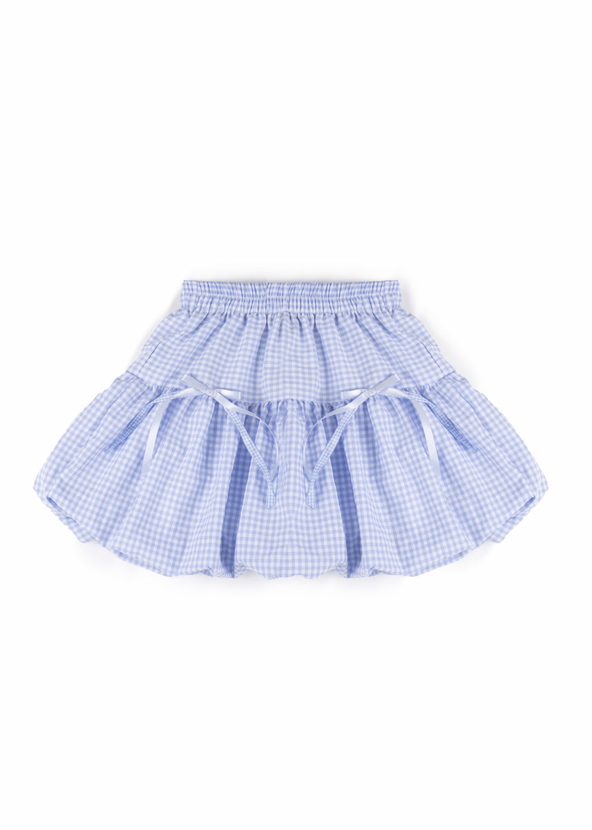 Pleated Bow Gingham Mini Skirt