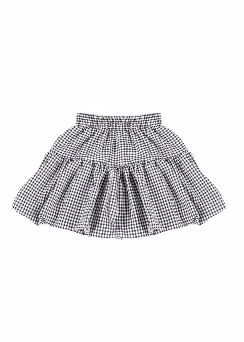 Pleated Bow Gingham Mini Skirt