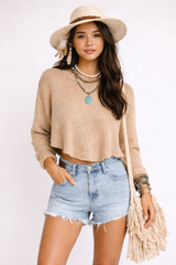 Fringe-Trim Open-Back Bolero Sweater