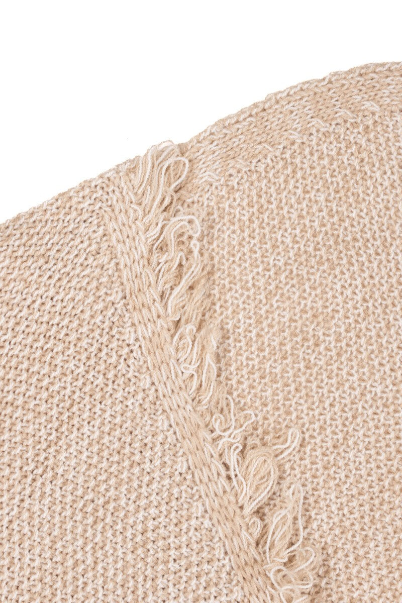 Fringe-Trim Open-Back Bolero Sweater