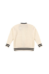 Oversized Contrast-Trim Ribbed Cardigan