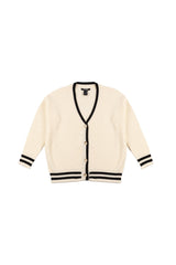Oversized Contrast-Trim Ribbed Cardigan