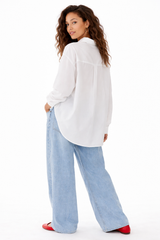 Long Sleeve Oversized Poplin Top