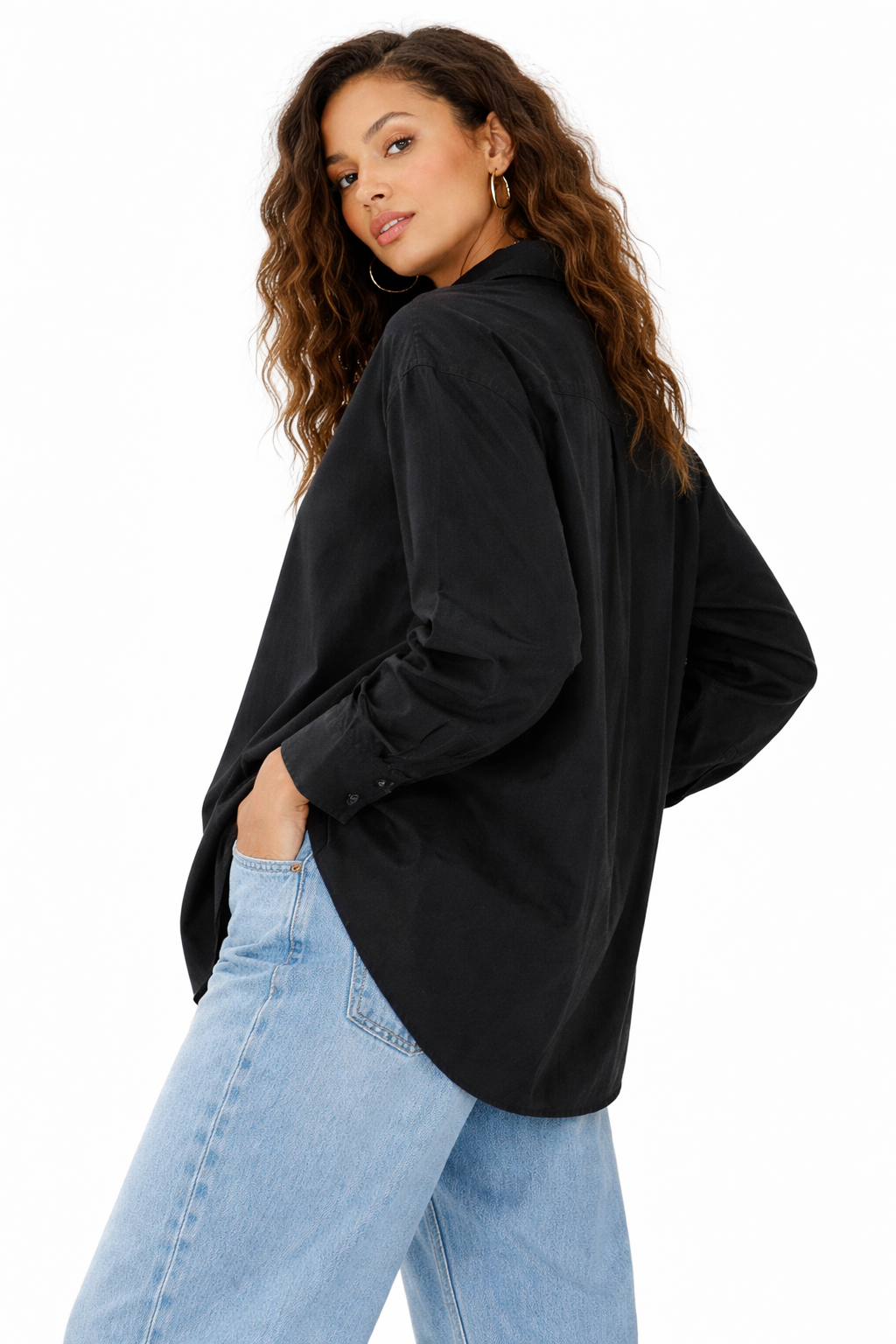 Long Sleeve Oversized Poplin Top