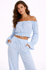 Off The Shoulder Long Sleeve Crop Top