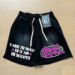 Hellstar I See Humans Pink Accent Graphic Tee & Shorts Set