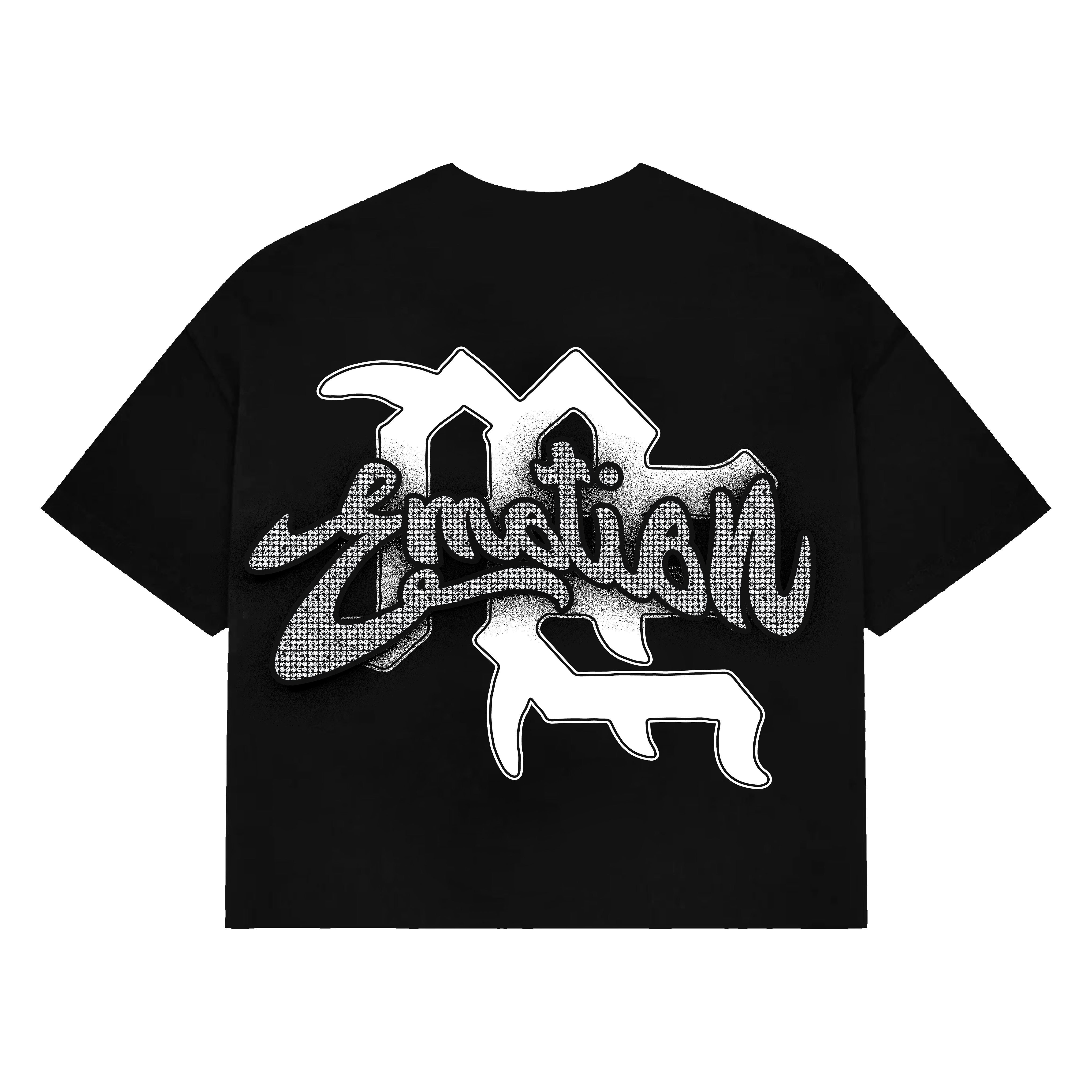 Mixed Emotions Black “Rhinestone” Cropped Tee