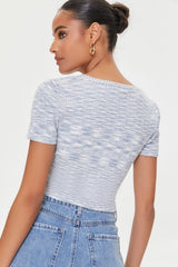 Marled Sweater-Knit Crop Top