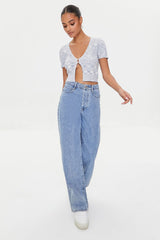 Marled Sweater-Knit Crop Top