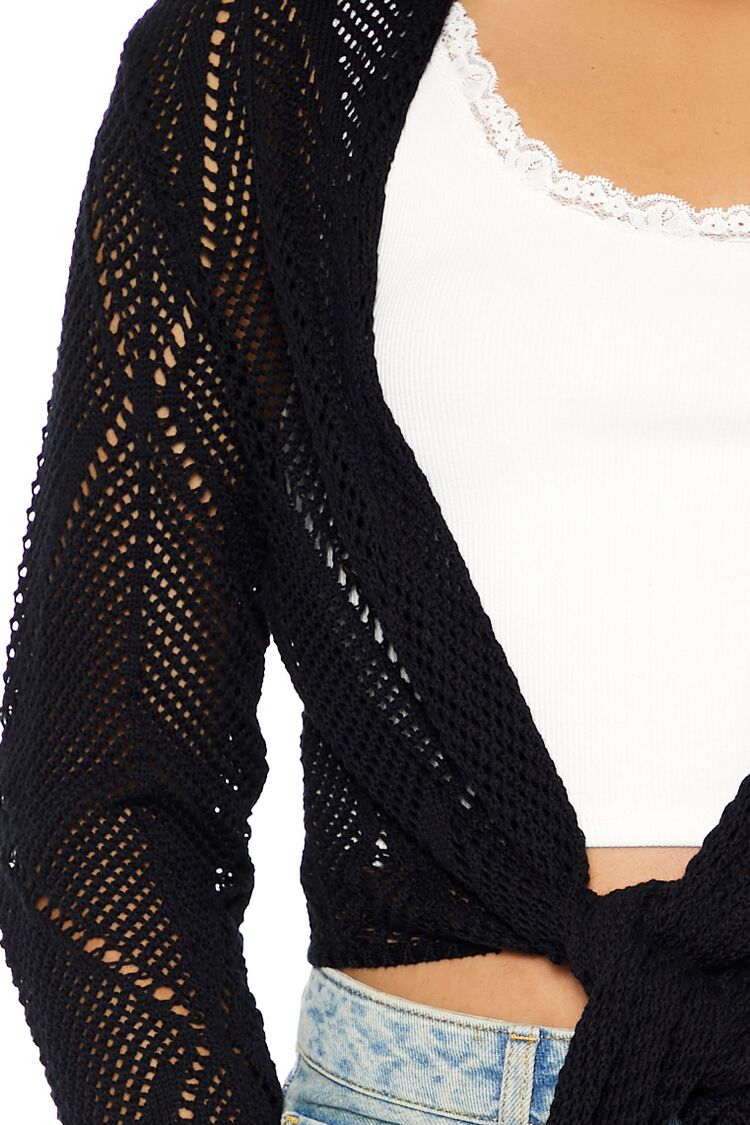 Open-Knit Tie-Front Sweater